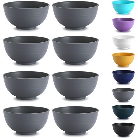 bols de céréales en plastique 8 pièces, Bol léger incassable et réutilisable pour la soupe de nouilles de riz Snack Salade de fruits, lavable au lave-vaisselle (1/5)