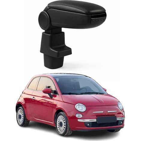 OMAC Accoudoir pour Fiat 500 500C 2007-2015 - Snap-On - ABS + Simili Cuir - Aucune Perçage ou Installation - Installation Facile Noir (1/5)