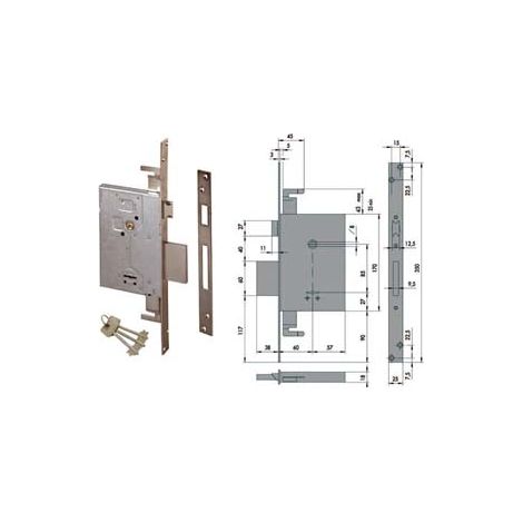 SERRATURA TRIPLICE DA INFILARE DOPPIA MAPPA CON SCROCCO 57255  mm.60 (57255600)    CISA