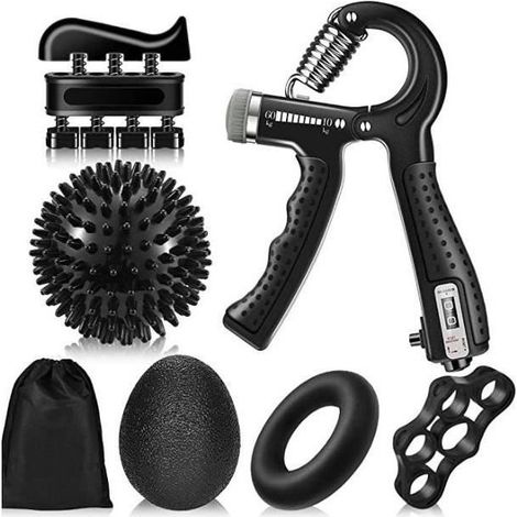 Hand Grip Musculation,6 pièces Muscleur de Main avec Comptage, 5-60KG Résistance Réglable Hand Gripper, Exerciseur de Doigts (1/4)