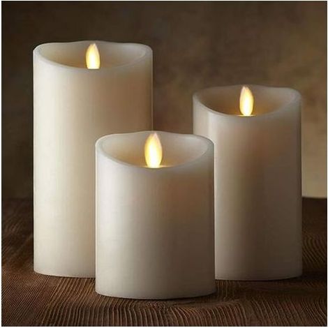 Bougies LED, jeu de 3 bougies décoratives (10cm, 12.5cm, 15cm), bougies inflammées avec télécommandes à 10 boutons. Flamme LED clignotante, faite de vraie paraffine. (1/5)
