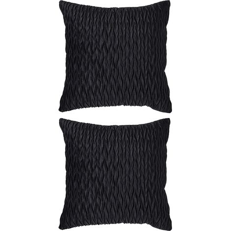 Housse De Coussin - Velours Polyesther - Fermeture Éclair Invisible - 45 X 45 Cm - Gris Foncé - Lot De 2 (1/5)