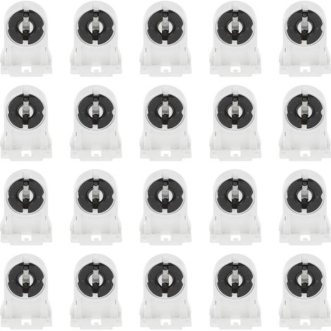 Support de Lampe T8, 50Pcs Douille de Lampe Sans Shunt G13 pour Tubes Fluorescents Intégrés LED, Blanc Noir (1/5)