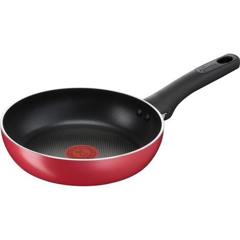 Lagostina Cucina Mediterranea Padella Ø 20 cm per Induzione, Alluminio Antiaderente, con Indicatore Cottura Thermo-Signal, Rosso (1/4)