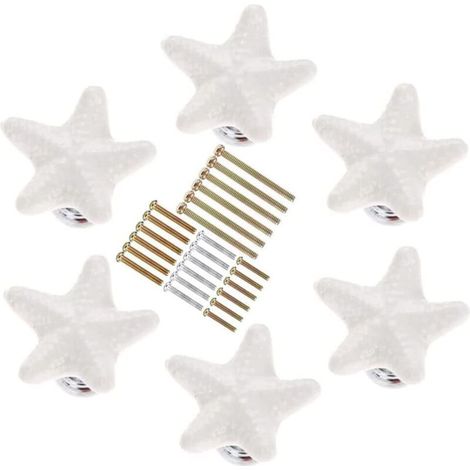 Set di 6 maniglie per mobili a forma di stella marina, maniglie in ceramica per mobili da cucina.