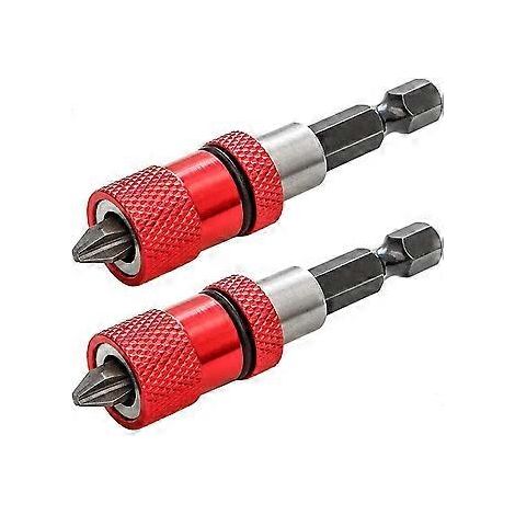 Foret magnétique en acier pour visseuse à plaques de plâtre (rouge) (2 pièces) (1/2)