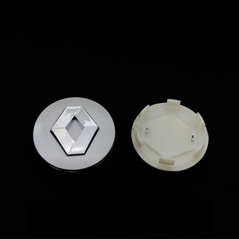 Cache-moyeu de roue 57mm pour Renault – Centre de jante universel, kit 4 pièces, accessoire voiture pratique et durable – Argent ABS (1/2)
