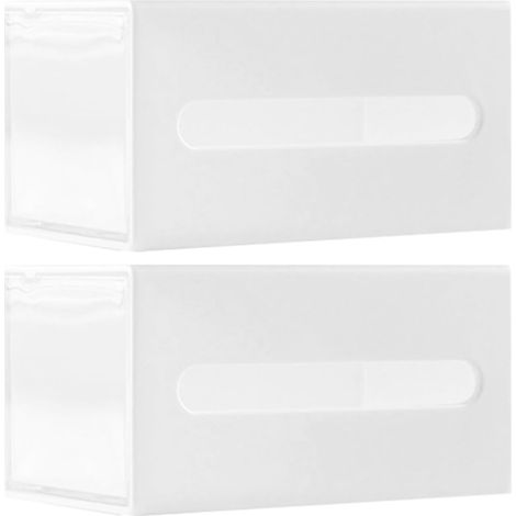 Lot 2 boîtes de rangement murales blanches autocollantes pour tiroirs de salle de bain, avec support pour cotons et accessoires de maquillage (1/5)