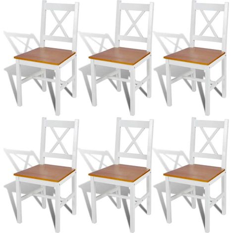 vidaXL Sedie da Pranzo 6 pz Bianche in Legno di Pino