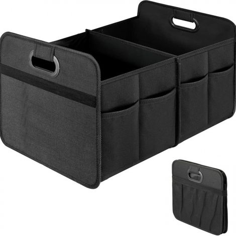 Schlichte, aber luxuriöse Kofferraum-Organizer-Tasche, faltbare Aufbewahrungstasche mit zwei Fächern, rutschfestes Design.
