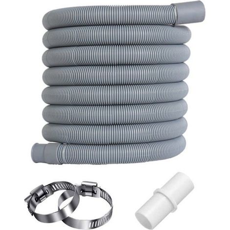 Tuyau de vidange machine à laver 2 m – kit (2 colliers inox + support en U) bleu (1/5)