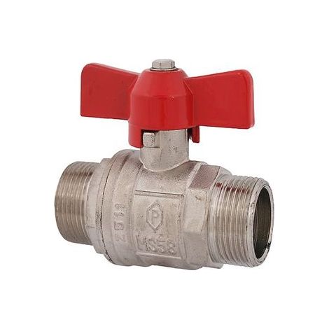 JS KUGELHAHN,VOLLER DURCHG.,DN25  AGxAG1",86MM,FLUEGELGR.ROT,VERNI.