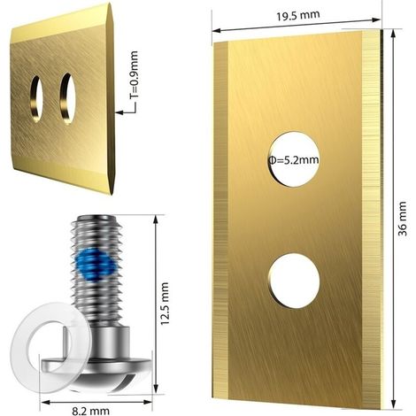 Lames de rechange compatibles avec les tondeuses robots Mammotion Luba Yuka - Double trou, dorées, lot de 6 lames, épaisseur 0,9 mm