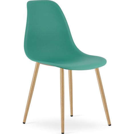 Sedia scandinava WAT verde con gambe effetto legno (1/5)