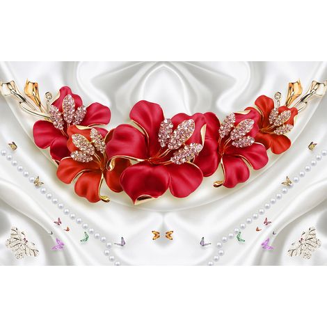 Papier peint panoramique - Fleurs 3D - 130 cm x 81 cm (1/2)
