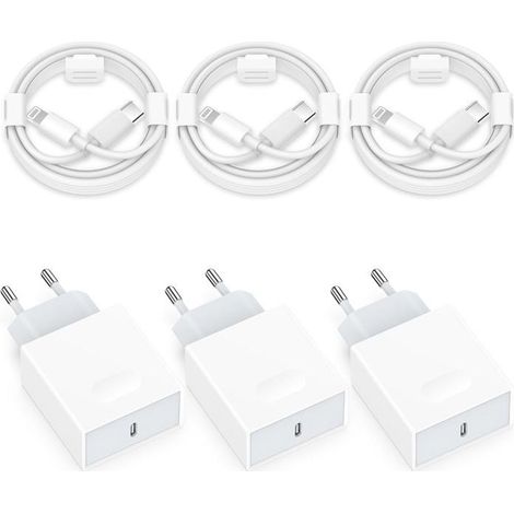 Chargeur,6-Pack USB C Rapide Chargeur et 2M Cable pour 14 13 12 11 Pro Max Plus Mini SE XS XR X 8 7 6,Pad,20W USBC Prise Type C (1/4)