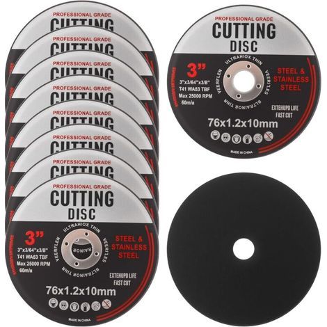 76-mm-Trennscheiben für Winkelschleifer, 10er-Packung Trennscheiben zum schnellen Schneiden von Aluminium, Metall, Holz, Eisen und Stahl (1/5)