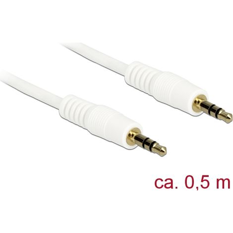 Delock Stereo Jack Cable 3.5 mm 3 pin male  male 0.5 m white (A-70/0.5)