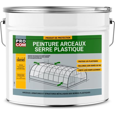 Peinture arceaux, serre plastique, empeche l'échauffement des arceaux métal, protège les écrans plastiques des brulures PROCOM ffffff 5 Kg (1/2)