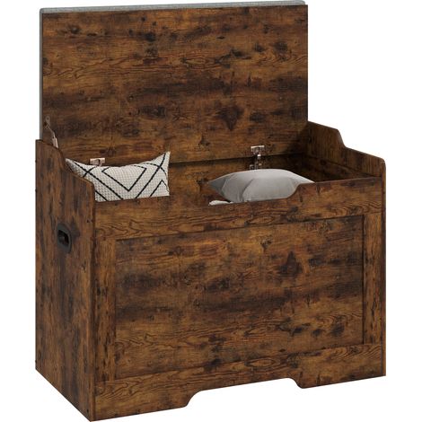 HOMCOM Cassapanca in Legno da 103L con Cuscino in Tessuto Grigio 75x40x56 cm
