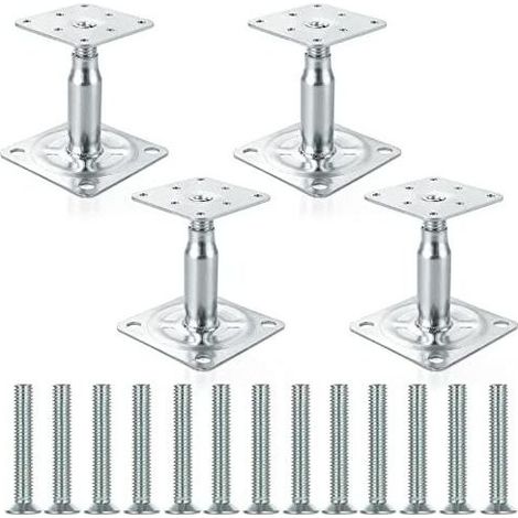 Lot de 4 supports de poteau surélevés galvanisés réglables de 100 à 150 mm, support de toit robuste pour construction (1/5)