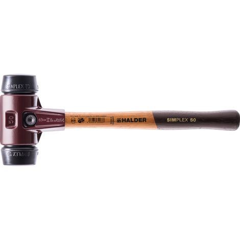 HALDER SIMPLEX Mazza in gomma piena con alloggiamento in alluminio e impugnatura in legno - D=50 mm - 3102.050 (1/2)