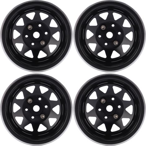 Jantes Métal 4 pièces 1,9" à 10 trous triangulaires pour Axial SCX10 - Noir (1/5)