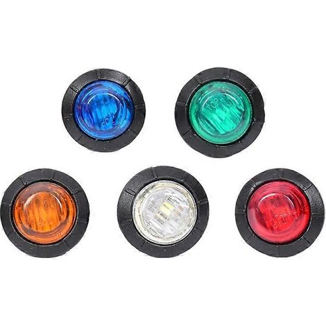Q39F Lot de 10 feux de gabarit ronds à LED, clignotants avant et arrière, feux latéraux pour voitures, bus, caravanes et bateaux. (1/5)