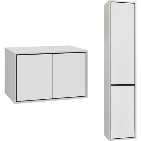 Ensemble meuble sous-vasque 80 cm et colonne Sophéa Blanc (1/5)