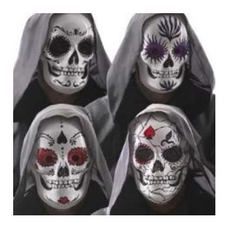 MASCARA CALAVERA PLASTICO TRANSP. HALLOWEEN STDO 4 MODELOS