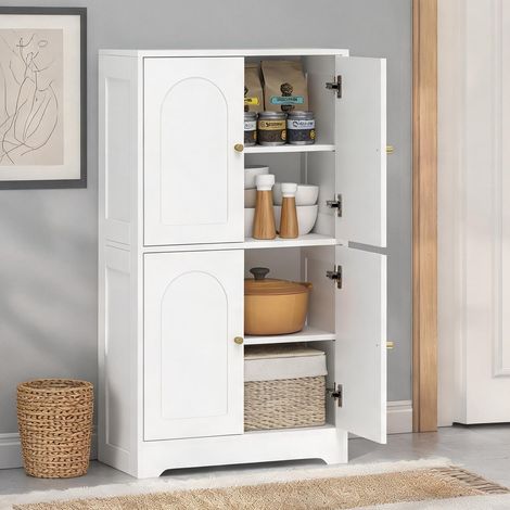 Buffet coloris blanc en panneau de particules 60 x 30 x 110 cm (1/5)