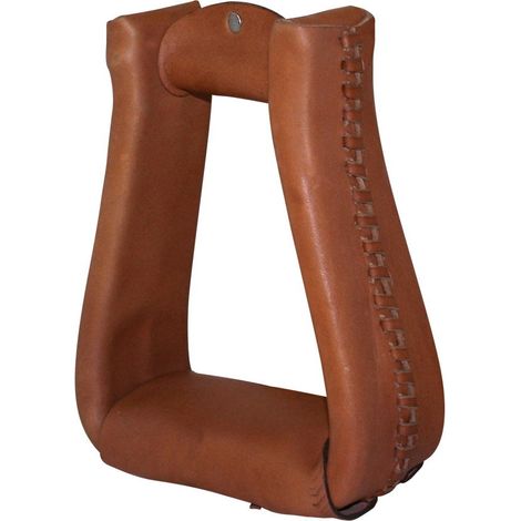 Staffe western modello Roper ricoperte in cuoio colore marrone rossiccio