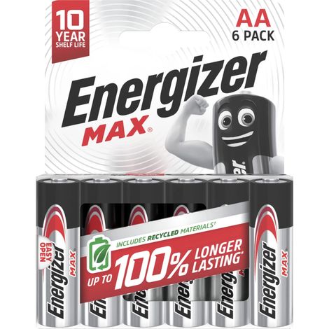 batterie alcaline energizer "max" aa 6 pezzi
