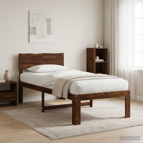 vidaXL Single Bed Frame with Headboard ROSTOCK Dark Brown 80 x 200 cm (1/5)