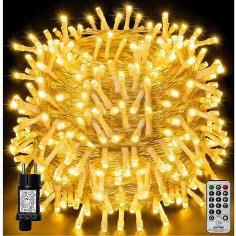 Guirlande lumineuse LED 100m 1000LED, guirlande lumineuse de Noël IP44 étanche avec télécommande et minuterie, 8 modes,blanc chaud (1/5)