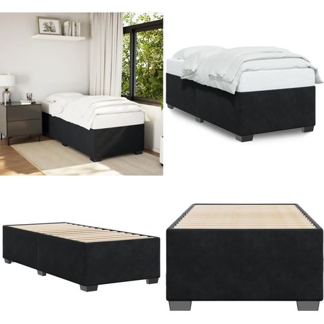 Bettgestell Schwarz 90x200 cm Samt - Samtbett - Doppelbett - Boxspringbettwäsche - Bettkasten - Schlafraumgestaltung - Home & Living (1/5)