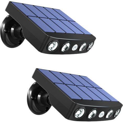 Applique solaire d'extérieur noire en 2 parties avec capteur, éclairage de jardin et de rue, lumière jaune (1/5)