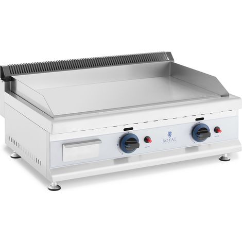 Plancha à gaz naturel en inox grill professionnel 75 cm 2 zones de cuisson 2 x 3 100 watts (plaque 74,5 x 40 cm, 20 mbar, gaz naturel, 50 - 300 °c, lisse, évacue la graisse)