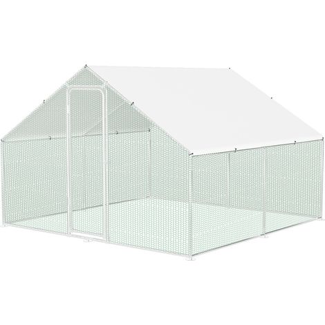 Randaco Poulailler 3×3×2 m – Enclos pour petits animaux, volière extérieure, cage à poules en acier galvanisé