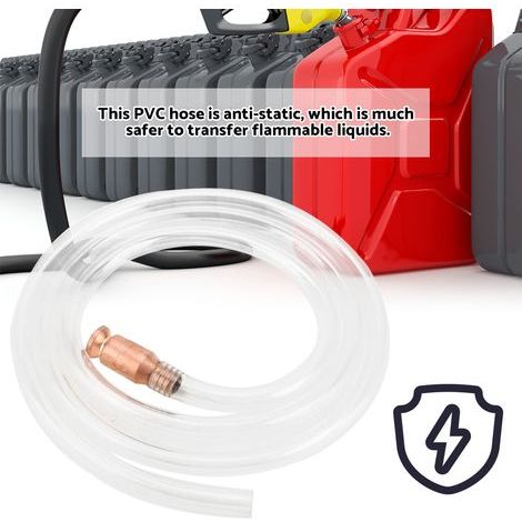 1,8 Meter langer antistatischer PVC-Saugschlauch für Benzin, Kraftstoff und Wasser, manuelle Handpumpe zum Umfüllen von Flüssigkeiten (1/5)