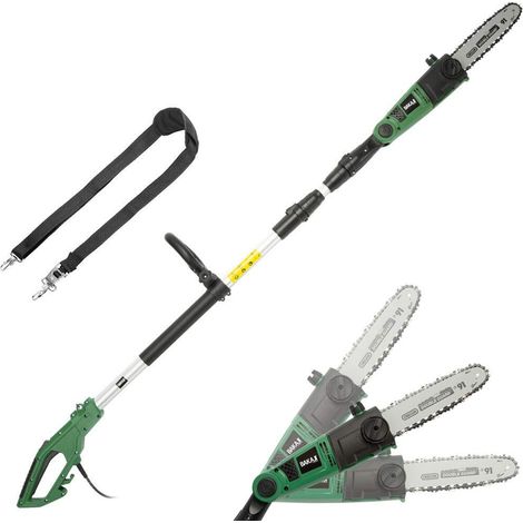 Sécateur télescopique électrique tronçonneuse 750 W tige extensible 2,70 m Lame électrique 25,5 cm avec inclinaison scie réglable et frein mécanique coupe branches bois arbres jardin (1/5)
