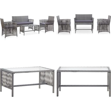 Salon de jardin 4 pcs avec coussin Résine tressée Anthracite - Salon De Jardin - Mobilier De Jardin - Ensemble Salon De Jardin - Table Basse - Chaise Longue - Home & Living