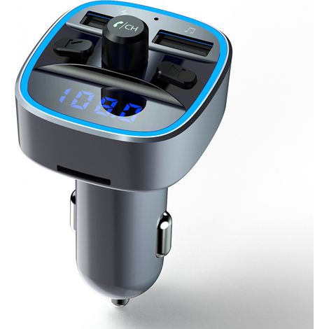 Kit Bluetooth pour voiture amélioré 2026 : transmetteur FM Bluetooth 5.0, adaptateur autoradio et lecteur de musique, chargeur allume-cigare double USB, fonction mains libres