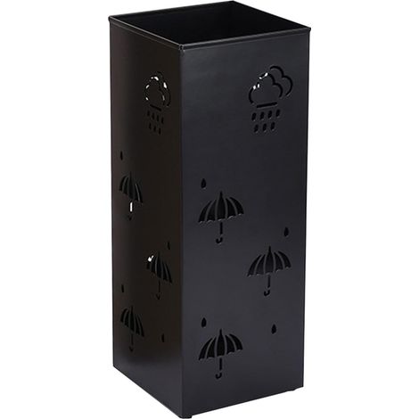 Quadratischer Schirmständer aus Metall für den Eingangsbereich, Aufbewahrung zu Hause für Flur, Eingangsbereich, Wohnzimmer, für 4–5 Schirme (schwarz)