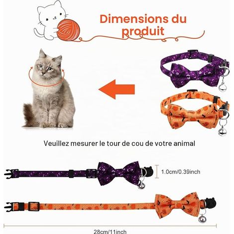 LUTER Cat Collar Bell 28 x 1 cm Removable Adjustable Bow Tie Cat Costume Pumpkin Skull (1/4)