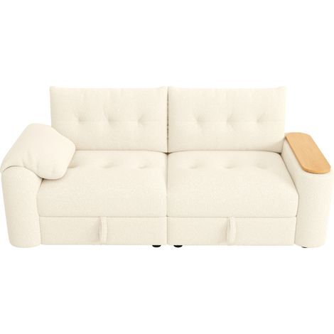 Sofá modular Teddy beige con almacenaje y mesa integrada 207,5 x 80 x 87 cm (1/5)