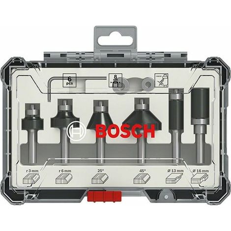 Set di 6 frese BOSCH con gambo da 6 mm per spianare/smussare/arrotondare - 2607017468