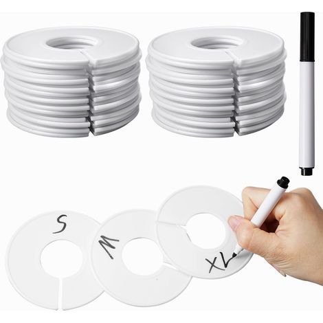 40 Pièces Séparateurs Ronds de Taille de Vêtements avec 1 stylo de marquage,9cm Séparateur de Taille de Vêtement,Séparateurs pour Bébé,Diviseurs de Cintres Taille Vêtements pour Penderie Bébé (1/5)