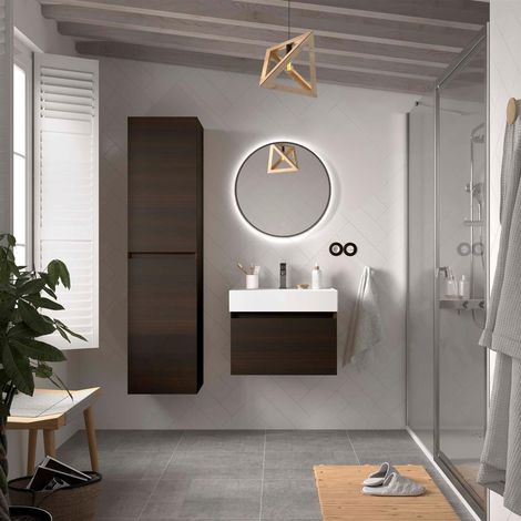 Meuble de salle de bains MARA 600 1 tiroir avec fermeture douce OCÉANIE-EUCALYPTUS 598 x 405 x 452 mm (1/3)