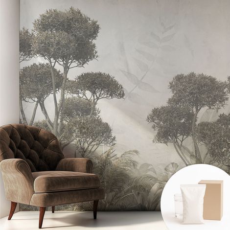 Carta Da Parati - Non Tessuto - Con Colla Inclusa - Per Interni - Ecologica - Con Ingresso - Soggiorno giungla tropicale 250x250 cm (1/5)